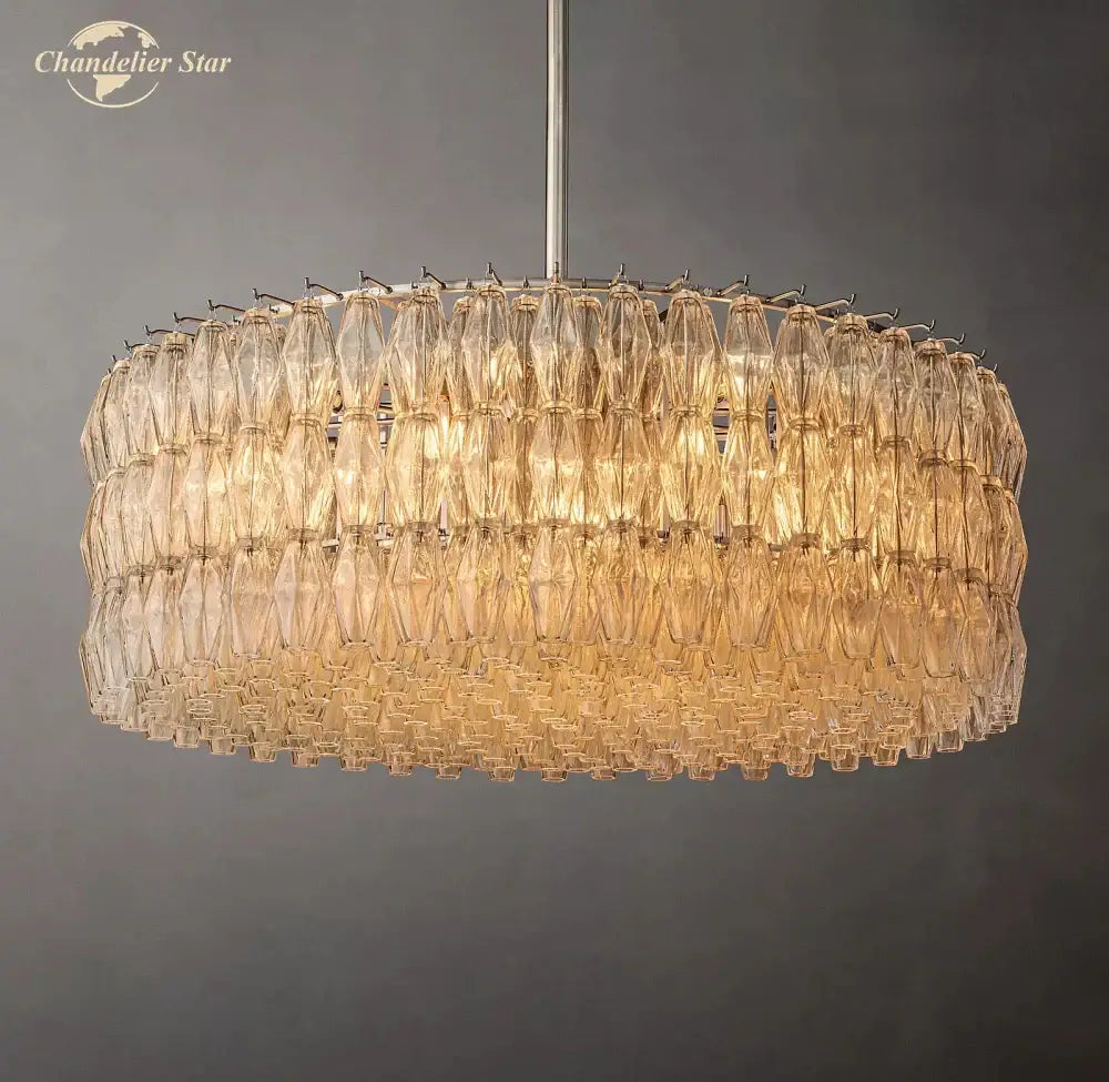Modern chiara clear glass multi tier chandelier for dining room