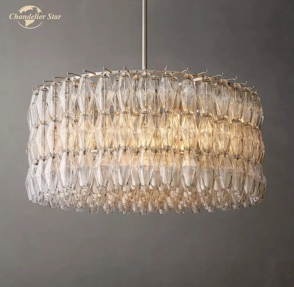 Modern chiara clear glass multi tier chandelier for dining room
