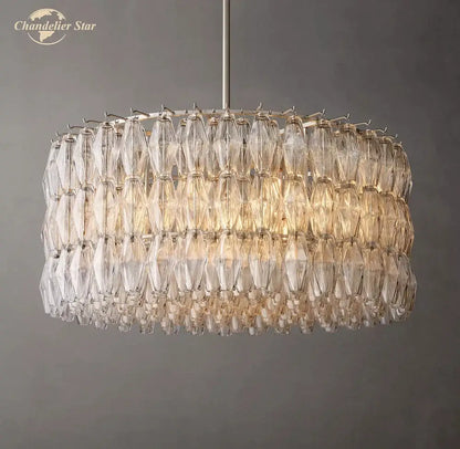 Modern chiara clear glass multi tier chandelier for dining room