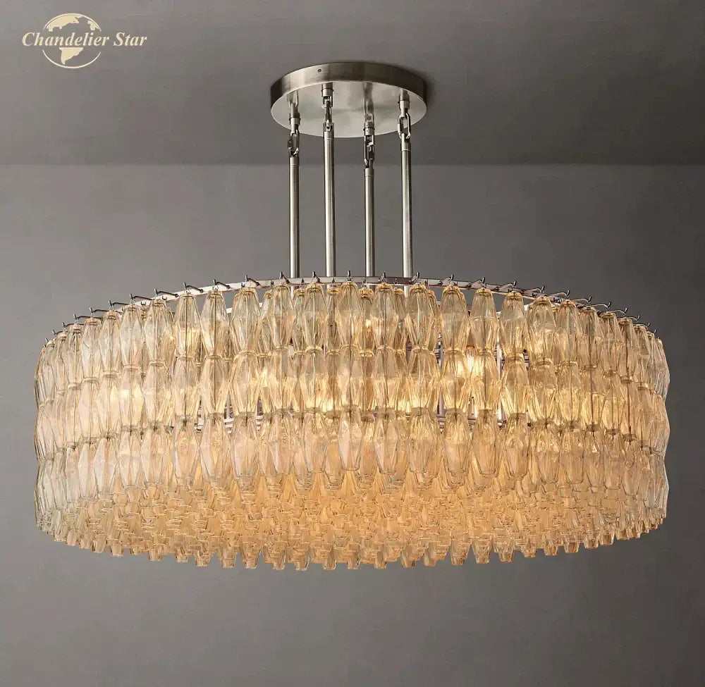 Modern chiara clear glass multi tier chandelier for dining room