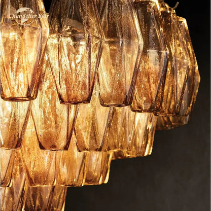 Modern amber chiara glass led square chandelier for dining room