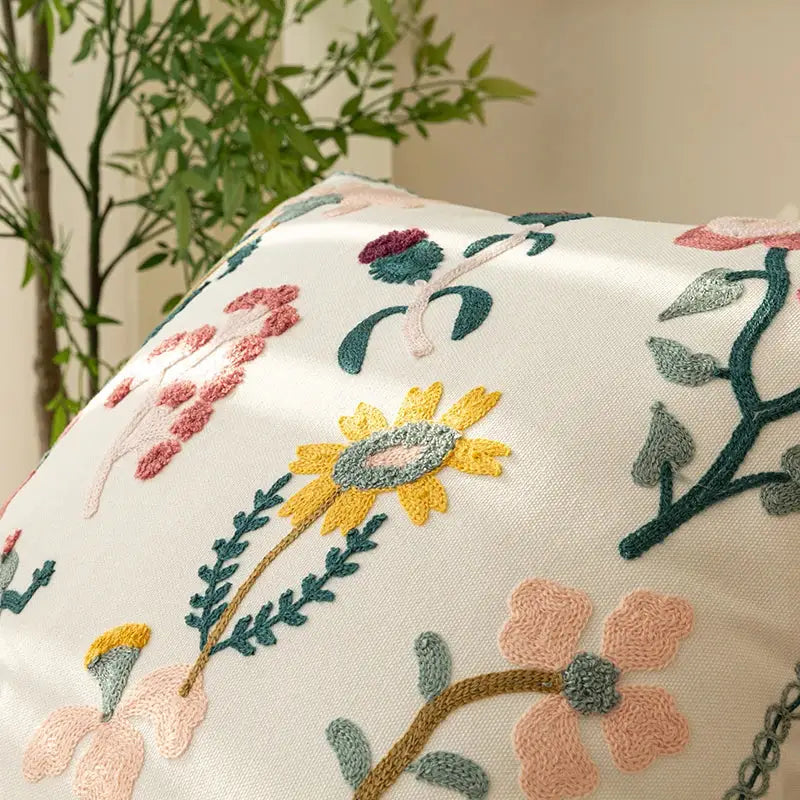 Chic floral geometric cushion cover living room embroidered pillow