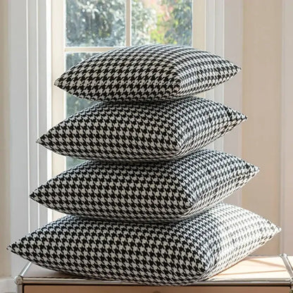 Chic black & white houndstooth pillow cover living room cushion cover