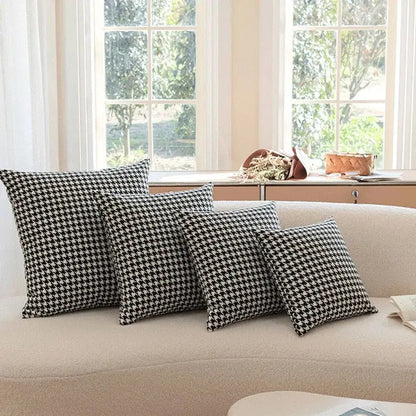 Chic black & white houndstooth pillow cover living room cushion cover