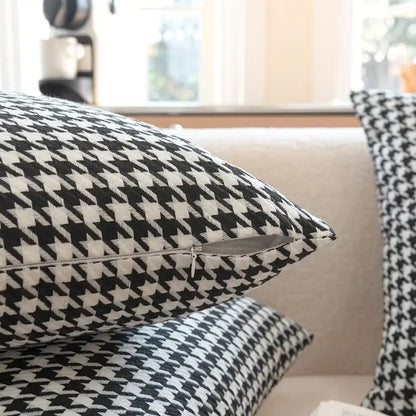 Chic black & white houndstooth pillow cover living room cushion cover