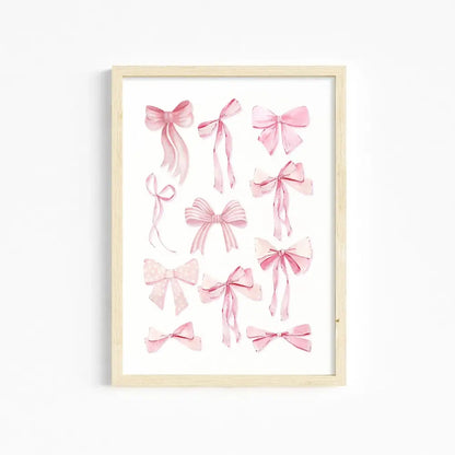 Chic pink watercolor wall art set girls bedroom decor