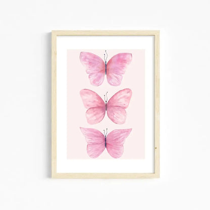 Chic pink watercolor wall art set girls bedroom decor