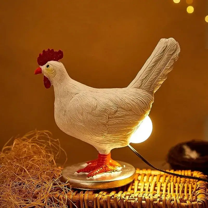 Ceramic white chicken night light ornament bedroom accent light