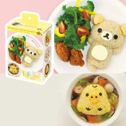 Kawaii yellow rice ball mold set kitchen decorbites chicken bear