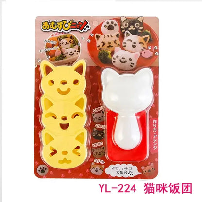 Kawaii yellow rice ball mold set kitchen decorbites chicken bear
