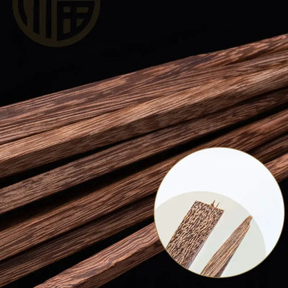 Elegant engraved gold and wood chopsticks set dining room decor