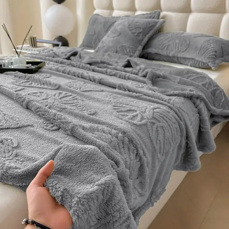 Gray butterfly jacquard throw blanket bedroom soft chiffon wrap