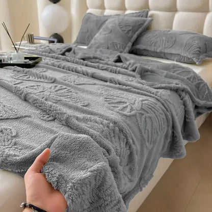 Gray butterfly jacquard throw blanket bedroom soft chiffon wrap