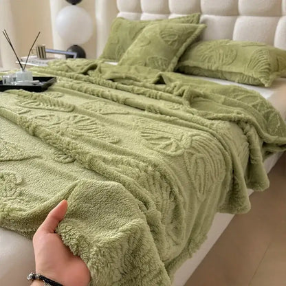 Gray butterfly jacquard throw blanket bedroom soft chiffon wrap