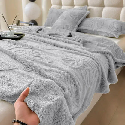 Gray butterfly jacquard throw blanket bedroom soft chiffon wrap