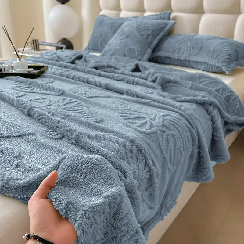 Gray butterfly jacquard throw blanket bedroom soft chiffon wrap