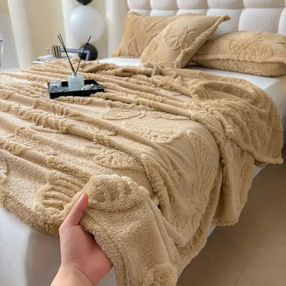 Gray butterfly jacquard throw blanket bedroom soft chiffon wrap