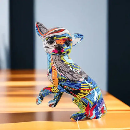 Psychedelic graffiti chihuahua dog ornament living room decor