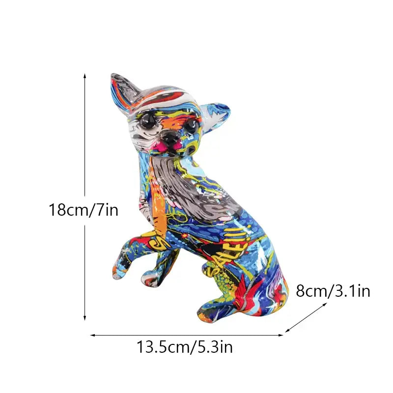 Psychedelic graffiti chihuahua dog ornament living room decor