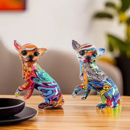 Psychedelic graffiti chihuahua dog ornament living room decor