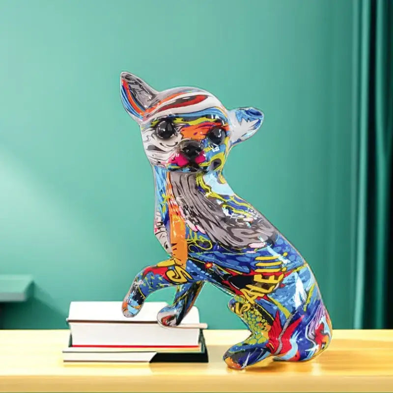 Psychedelic graffiti chihuahua dog ornament living room decor