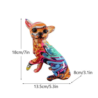 Psychedelic graffiti chihuahua dog ornament living room decor