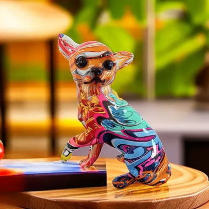 Psychedelic graffiti chihuahua dog ornament living room decor