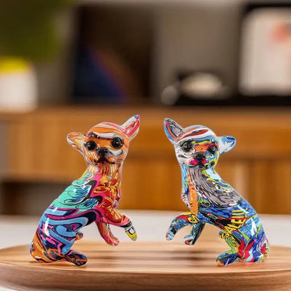 Psychedelic graffiti chihuahua dog ornament living room decor