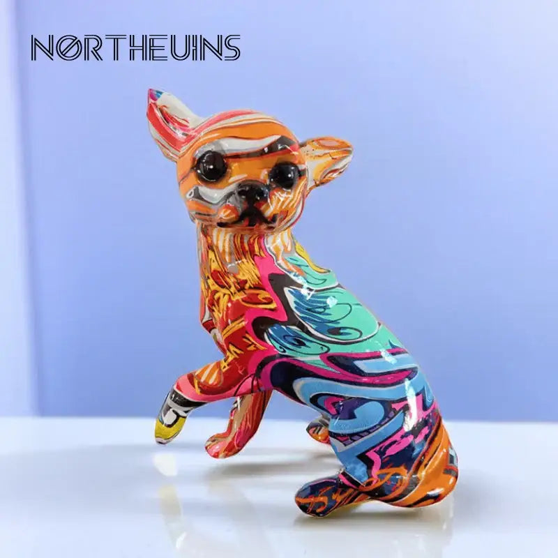 Psychedelic graffiti chihuahua dog ornament living room decor
