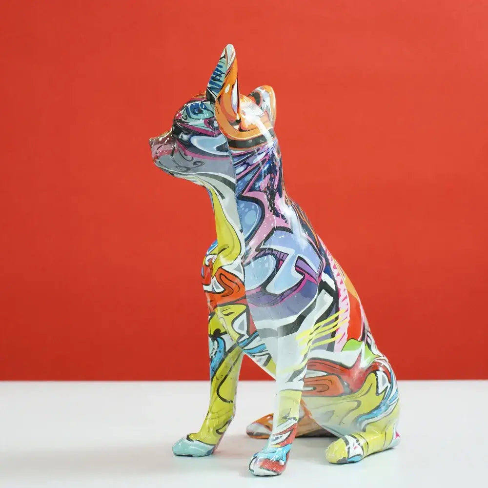 Graffiti painted chihuahua dog resin sculpture living room decor