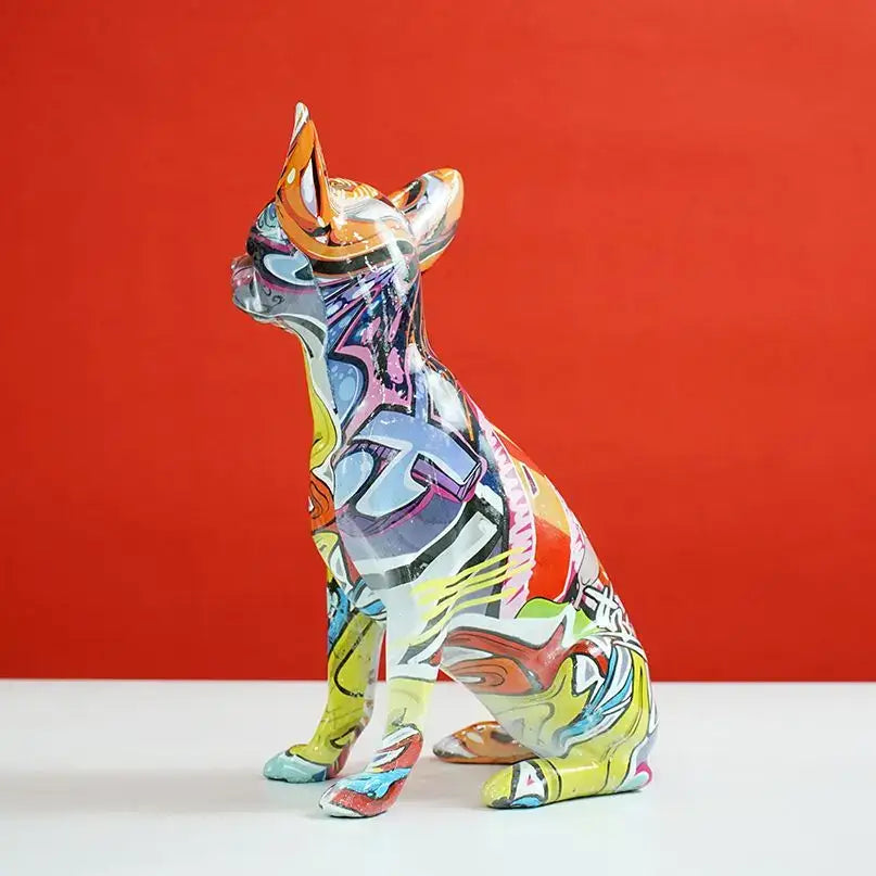 Graffiti pop art chihuahua dog sculpture living room decor