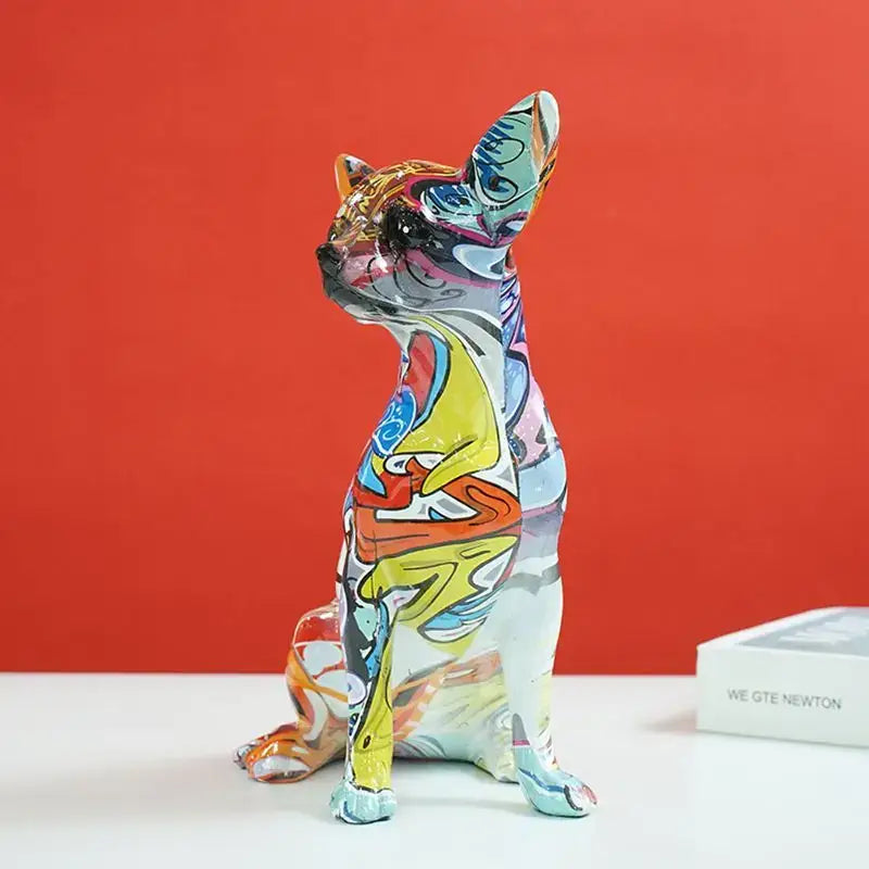 Graffiti pop art chihuahua dog sculpture living room decor