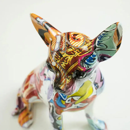 Graffiti pop art chihuahua dog sculpture living room decor