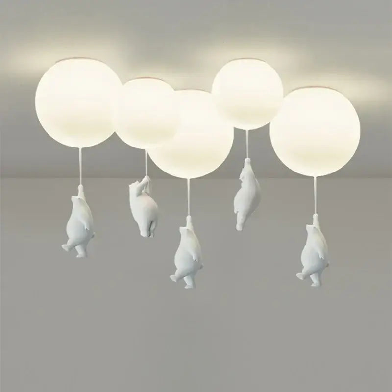 Nordic white bear astronaut ceiling light – children bedroom chandelier