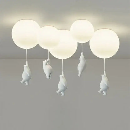 Nordic white bear astronaut ceiling light – children bedroom chandelier