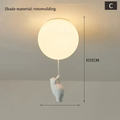 Nordic white bear astronaut ceiling light – children bedroom chandelier