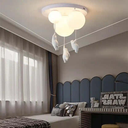 Nordic white bear astronaut ceiling light – children bedroom chandelier