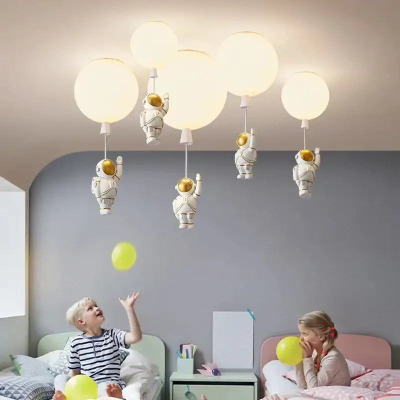 Nordic white bear astronaut ceiling light – children bedroom chandelier