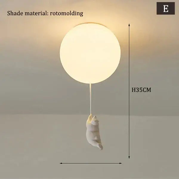 Nordic white bear astronaut ceiling light – children bedroom chandelier