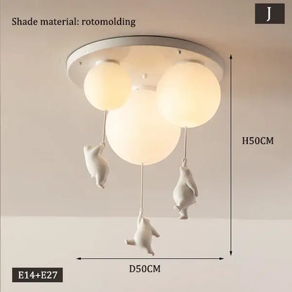 Nordic white bear astronaut ceiling light – children bedroom chandelier