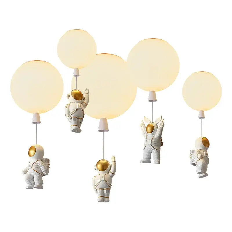 Nordic white bear astronaut ceiling light – children bedroom chandelier