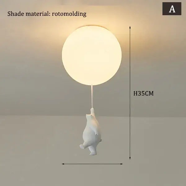 Nordic white bear astronaut ceiling light – children bedroom chandelier