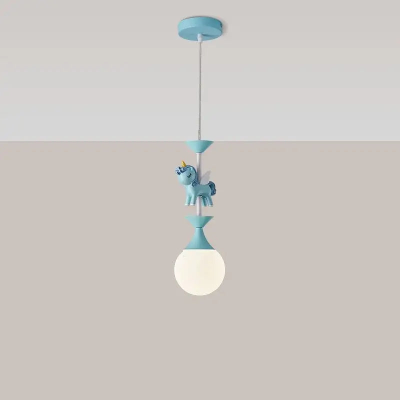 Pink and gold unicorn carousel led chandeliers bedroom pendant light