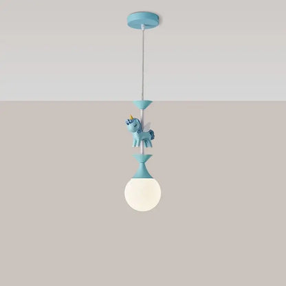 Pink and gold unicorn carousel led chandeliers bedroom pendant light