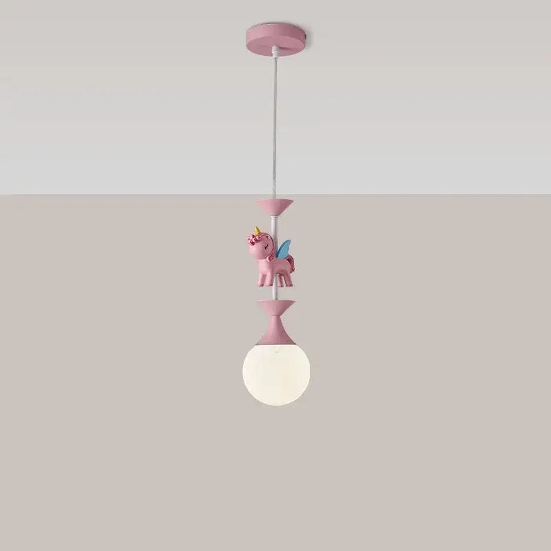 Pink and gold unicorn carousel led chandeliers bedroom pendant light