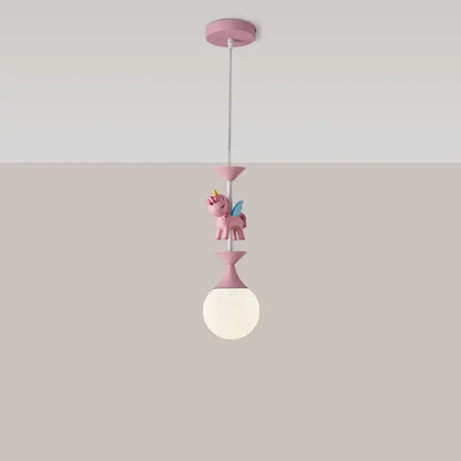 Pink and gold unicorn carousel led chandeliers bedroom pendant light