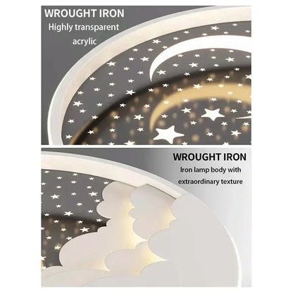 Moon and star white led ceiling lamp for nursery bedroom