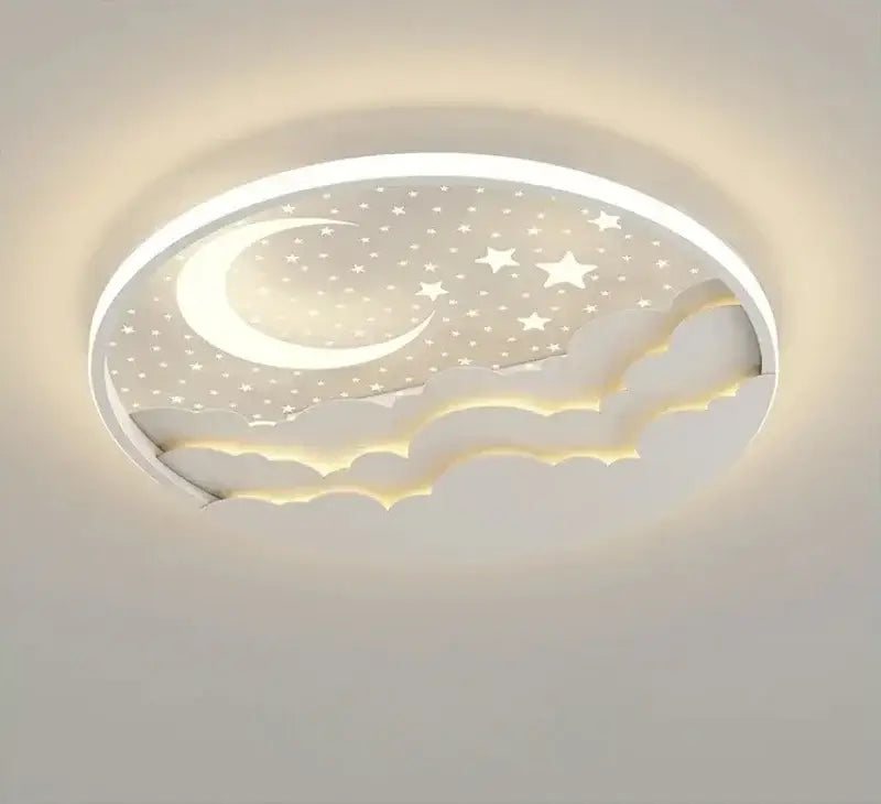 Moon and star white led ceiling lamp for nursery bedroom