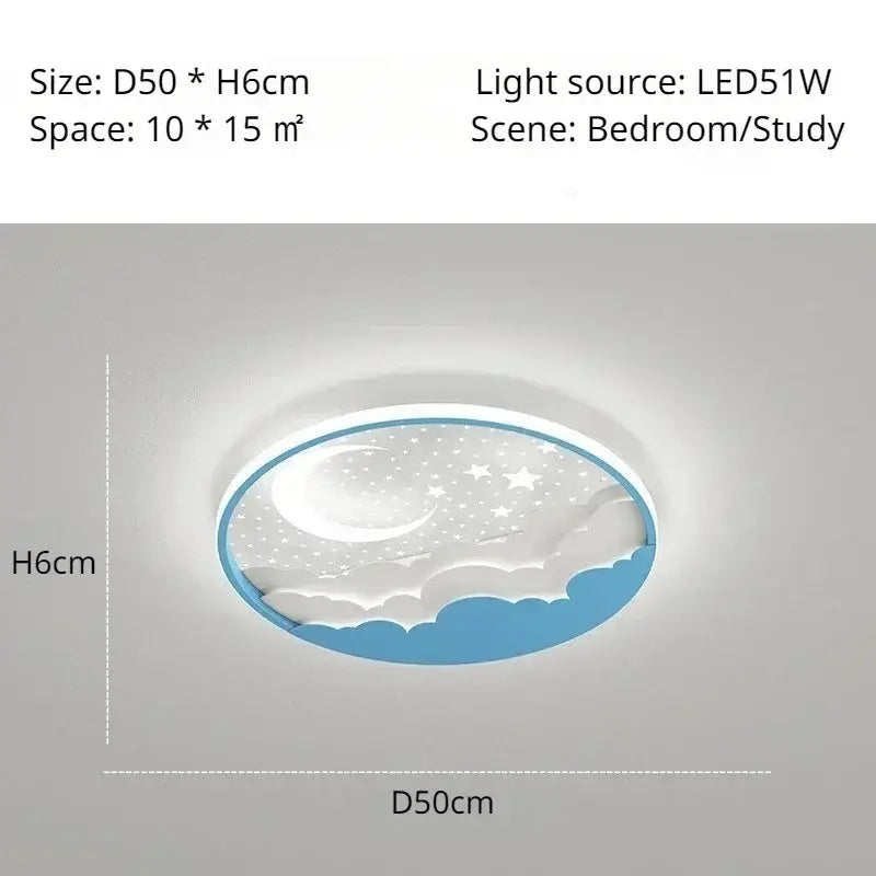 Moon and star white led ceiling lamp for nursery bedroom