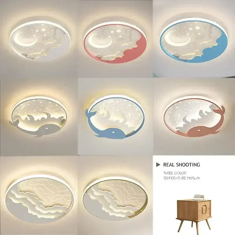 Moon and star white led ceiling lamp for nursery bedroom